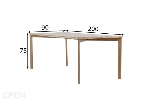 Ruokapöytä Damon 200x90 cm mitat