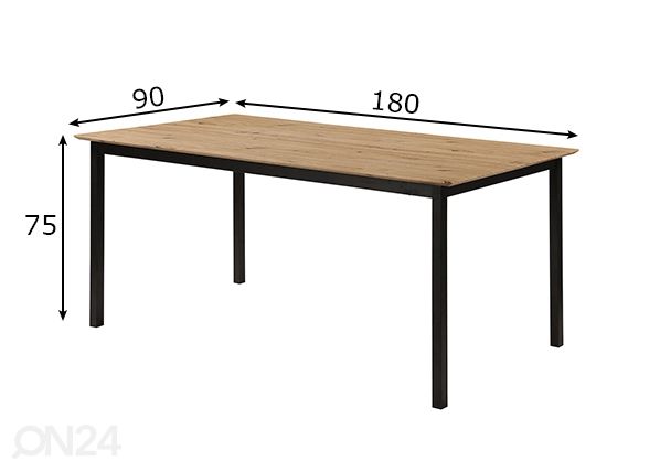 Ruokapöytä Denton 90x180 cm mitat