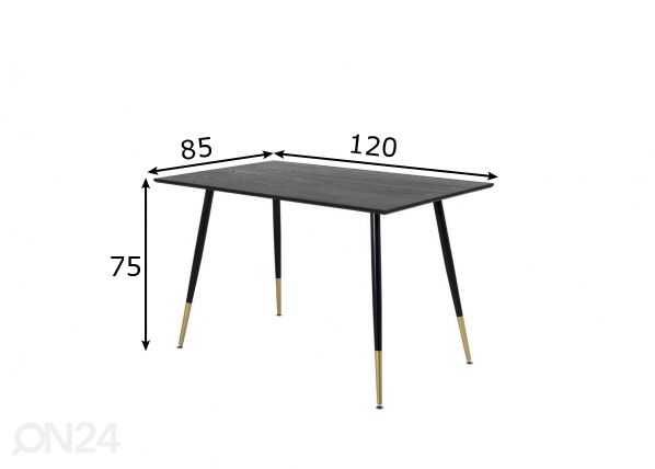 Ruokapöytä Dipp 120x85 cm mitat
