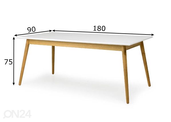 Ruokapöytä Dot 180x90 cm mitat