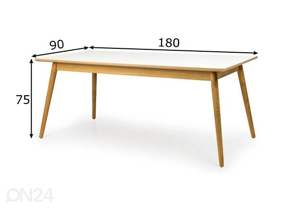 Ruokapöytä DOT 180x90 cm mitat
