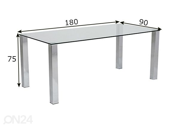 Ruokapöytä Dune 90x180 cm mitat