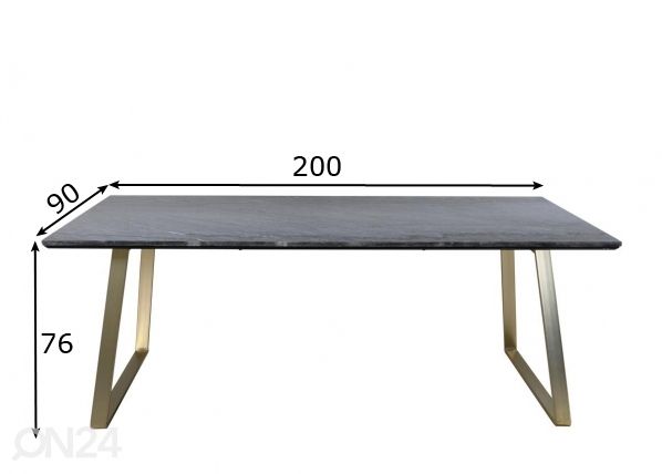Ruokapöytä Estelle 200x90 cm mitat