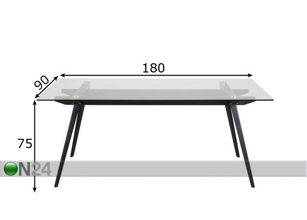 Ruokapöytä Evely 180x90 cm mitat