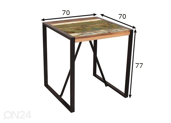 Ruokapöytä Fiume 70x70 cm mitat