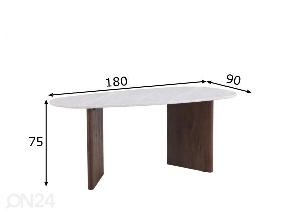 Ruokapöytä Grönvik 180x90 cm mitat