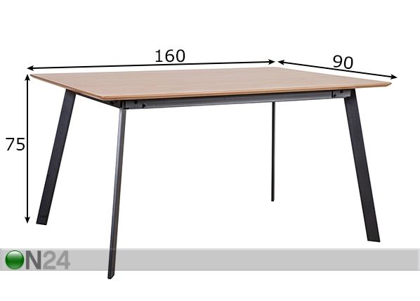 Ruokapöytä Helena 90x160 cm mitat