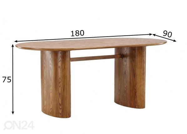 Ruokapöytä Isolde 180x90 cm mitat