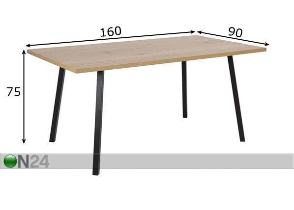 Ruokapöytä Jenny 160x90 cm mitat