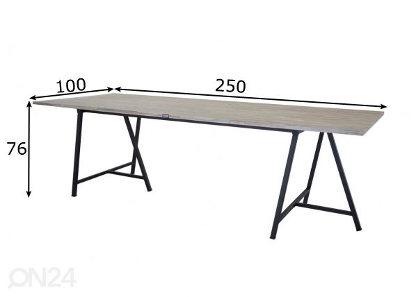 Ruokapöytä Jepara 250x100 cm mitat
