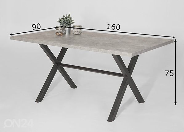 Ruokapöytä Karen II 90x160 cm mitat