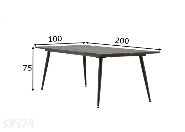 Ruokapöytä Keholmen 200x100 cm mitat