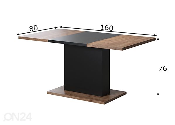 Ruokapöytä Kendo 160x80 cm mitat
