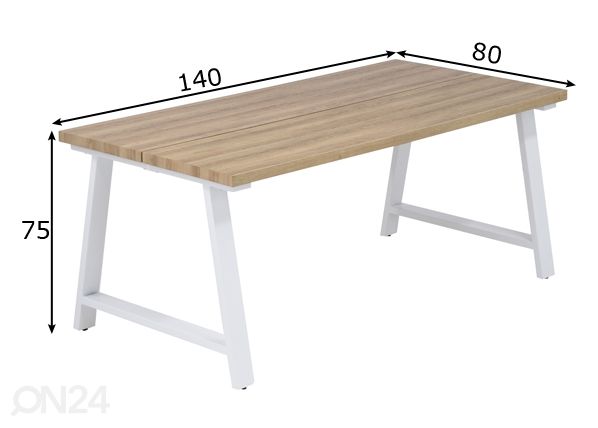 Ruokapöytä Kielo 140x80 cm mitat