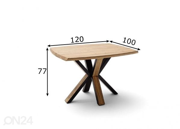 Ruokapöytä Kiew 120x100 cm, akaasia mitat