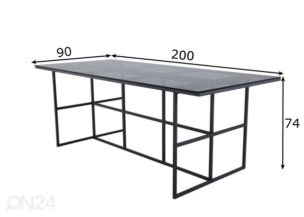 Ruokapöytä Leif 200x90 cm mitat