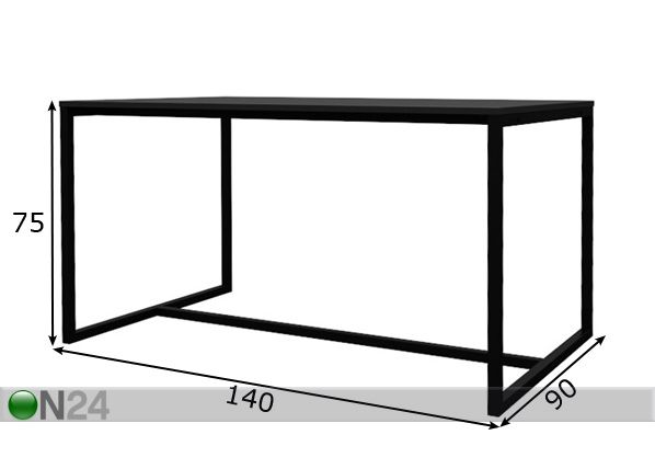 Ruokapöytä Lipp 140x90 cm, musta mitat
