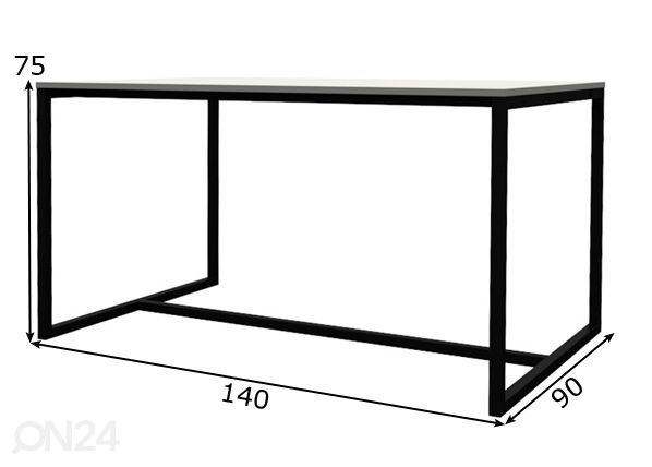 Ruokapöytä Lipp 140x90 cm, valkoinen mitat