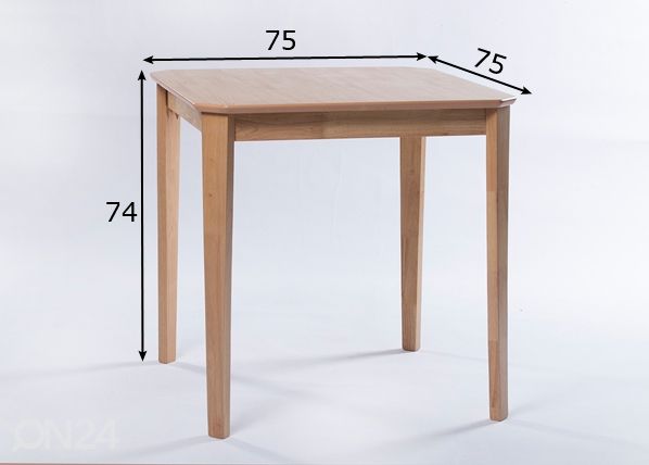 Ruokapöytä Loreta 75x75 cm, luonnonsävy mitat