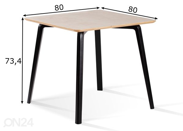 Ruokapöytä M1 80x80 cm mitat