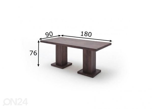 Ruokapöytä Manchester 180x90 cm mitat