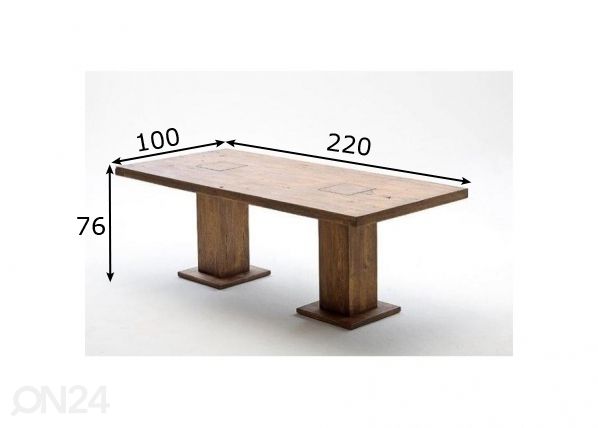 Ruokapöytä Manchester 220x100 cm mitat
