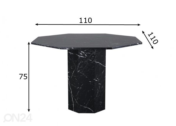 Ruokapöytä Marbs 110x110 cm mitat
