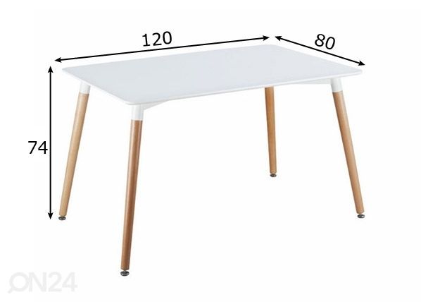 Ruokapöytä Maximus 80x120 cm mitat