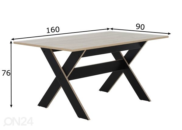 Ruokapöytä Medoc 160x90 cm mitat