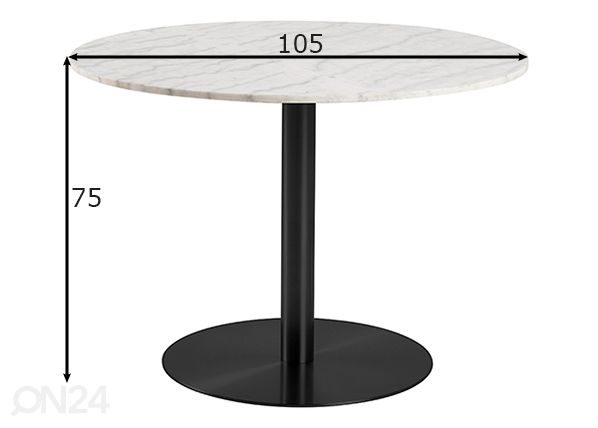 Ruokapöytä Mich Ø105 cm mitat