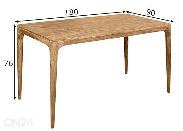 Ruokapöytä Mid Century 180x90 cm mitat