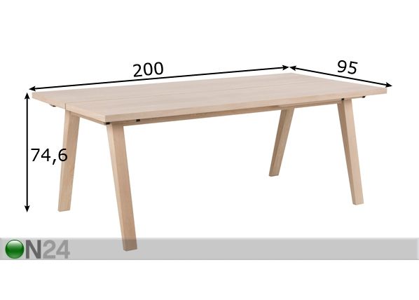 Ruokapöytä Neva 95x200 cm mitat