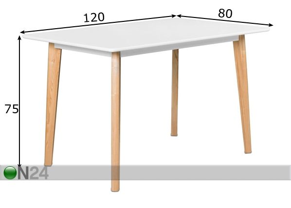 Ruokapöytä NOSTALGIA 80x120 cm mitat