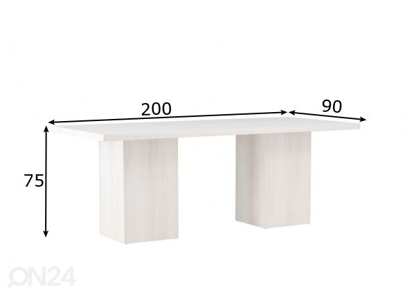 Ruokapöytä Olga 200x90 cm mitat