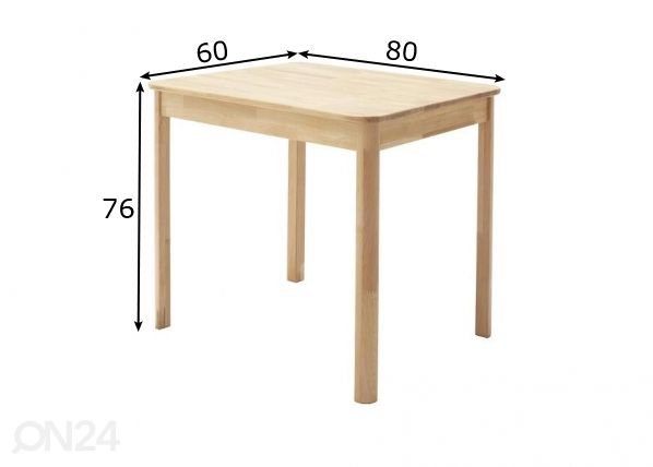 Ruokapöytä Oskar 60x80 cm mitat