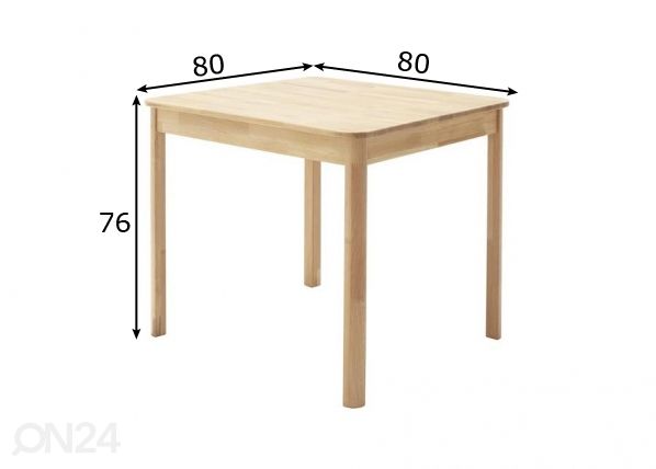 Ruokapöytä Oskar 80x80 cm mitat