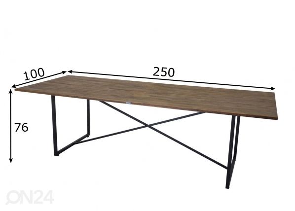 Ruokapöytä Padang 250x100 cm mitat