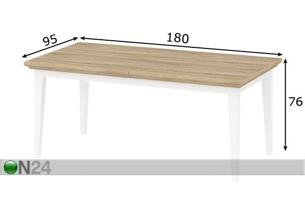 Ruokapöytä PARIS 95x180 cm mitat