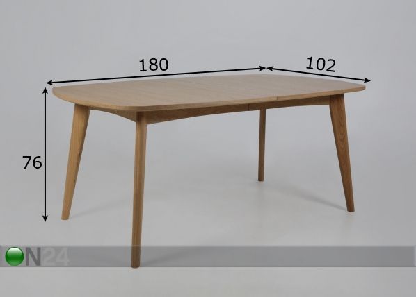 Ruokapöytä Pascal 102x180 cm mitat