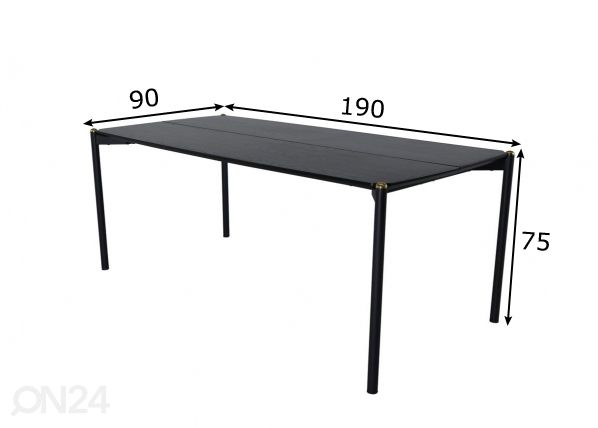 Ruokapöytä Pelle 190x90 cm mitat