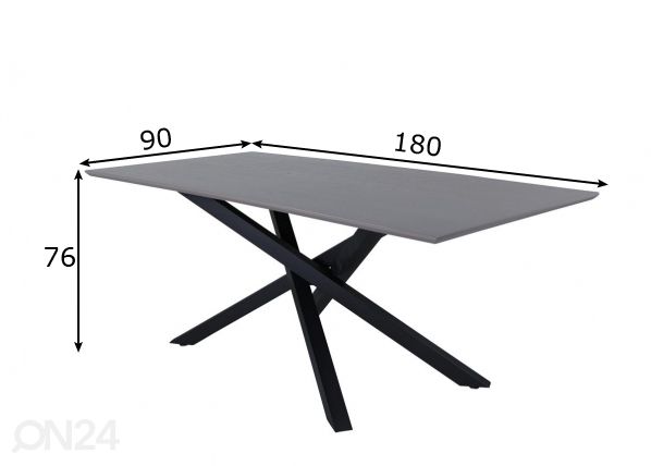 Ruokapöytä Piazza 180x90 cm mitat