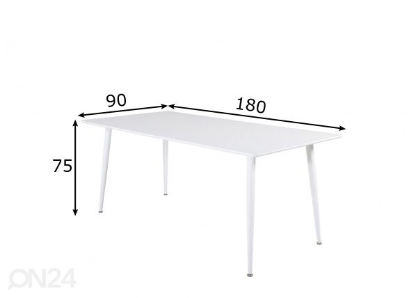 Ruokapöytä Polar 180x90 cm mitat
