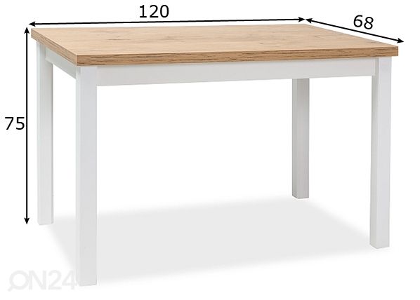 Ruokapöytä Robert 120x68 cm mitat