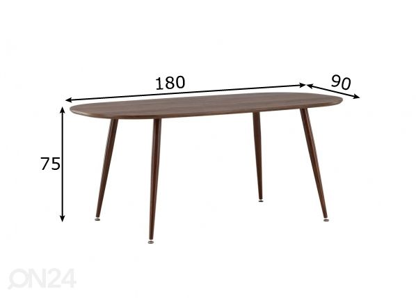 Ruokapöytä Sanford 180x90 cm mitat