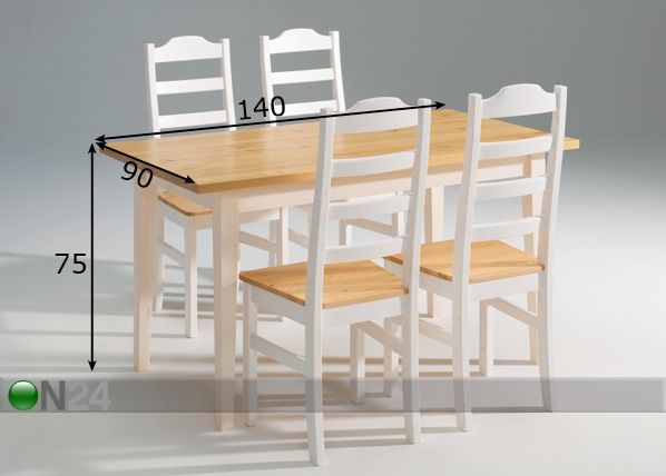 Ruokapöytä SCALA, mänty 90x140 cm mitat