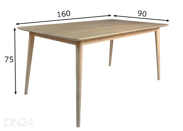 Ruokapöytä Scandi Blonde 90x160 cm, sungkai mitat
