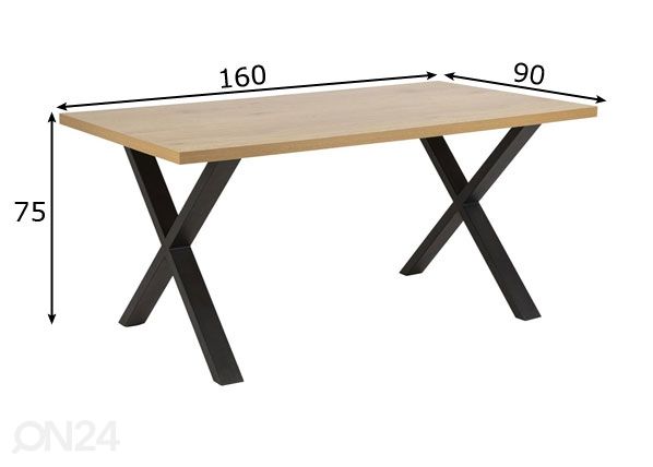 Ruokapöytä Sel 160x90 cm mitat