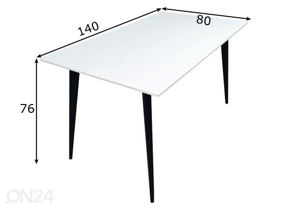 Ruokapöytä Stone 140x80 cm mitat