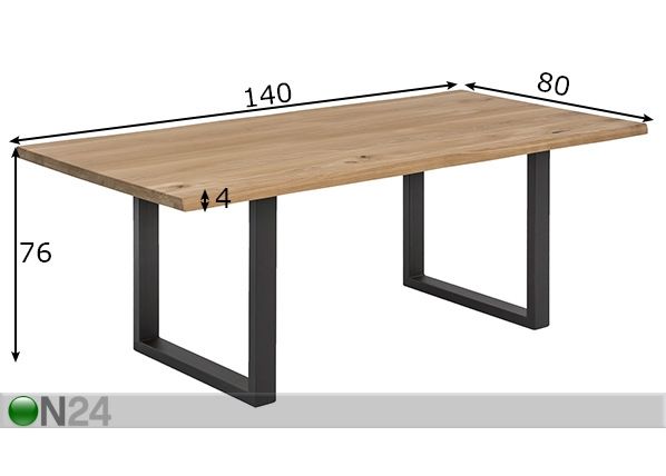 Ruokapöytä Tisch 80x140 cm mitat