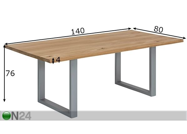 Ruokapöytä Tisch 80x140 cm mitat